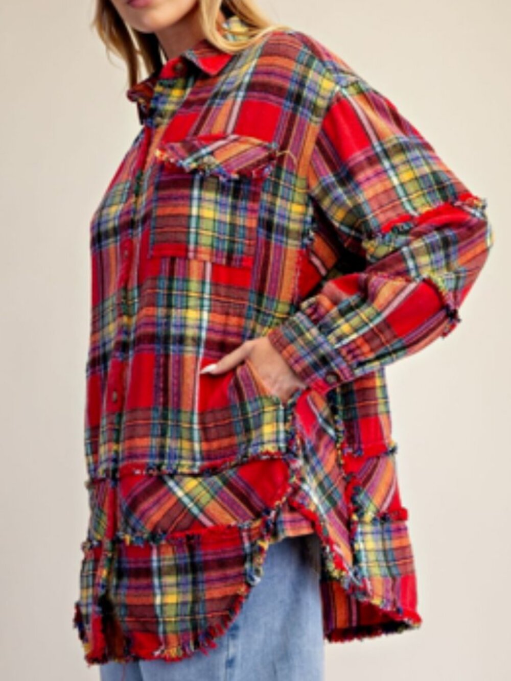 NWT Super Soft Easel Plaid Self Fray Button Down Shirt 100% Cotton - Picture 16 of 16